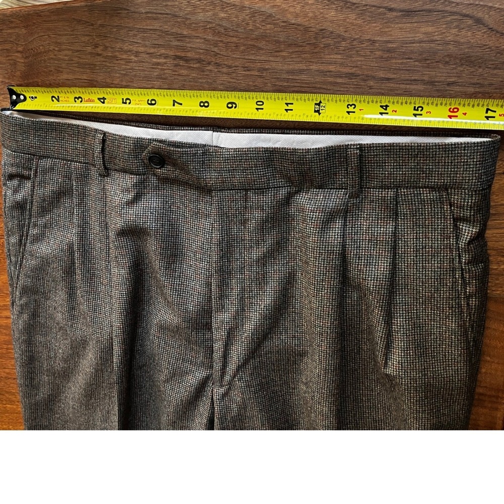 Cortina Mens Pants 36x30 Brown Wool Cashmere Pleated Dress Cuffed Made in Canada - Picture 9 of 10